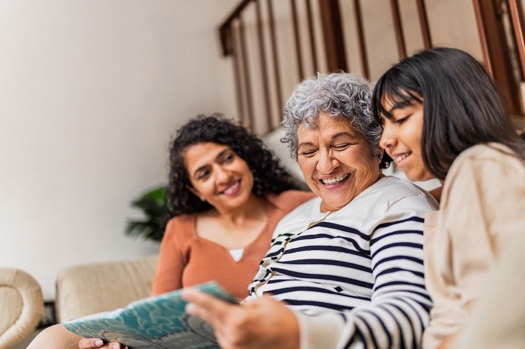 adult-child-with-mother-and-daughter-laughing