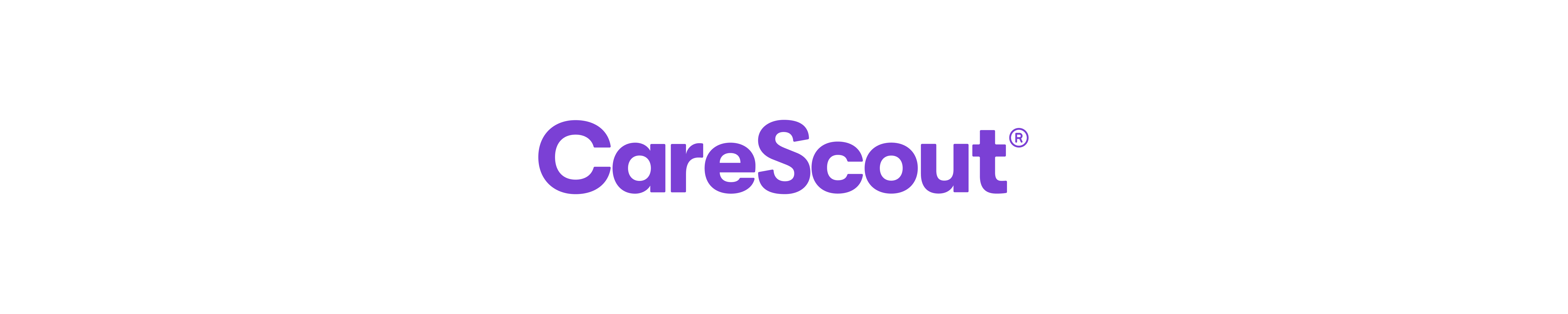 Purple "CareScout" logo on a white background.